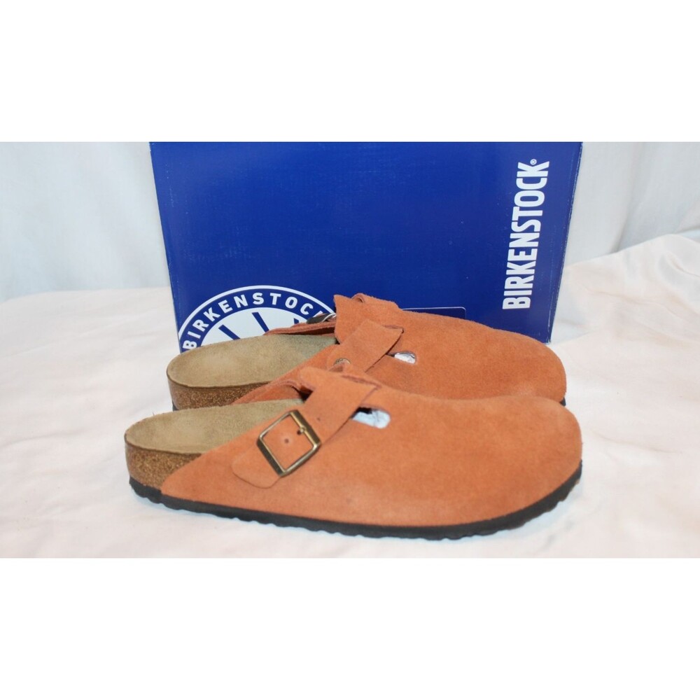 Birkenstock Women's Boston Suede Mule Clog Suede Sandals EU 42 NARROW DARK RUST